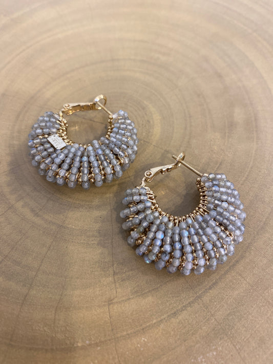 Gas Bijoux Earrings Izzia Grey precious stone Small
