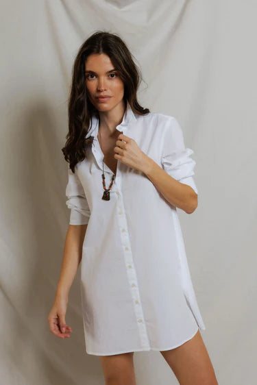 PWT Felicia Poplin Shirt Dress White