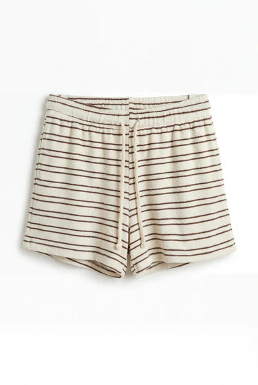 PWT Summer Loop Terry  Short Natural/Chocolate Stripes