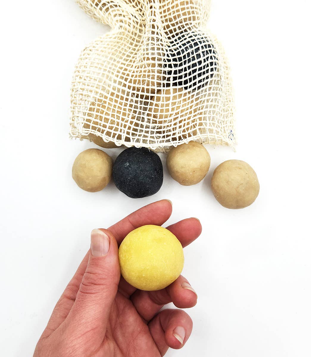 Handmade Olive Oil & Beeswax Soap Balls in Agave Bag