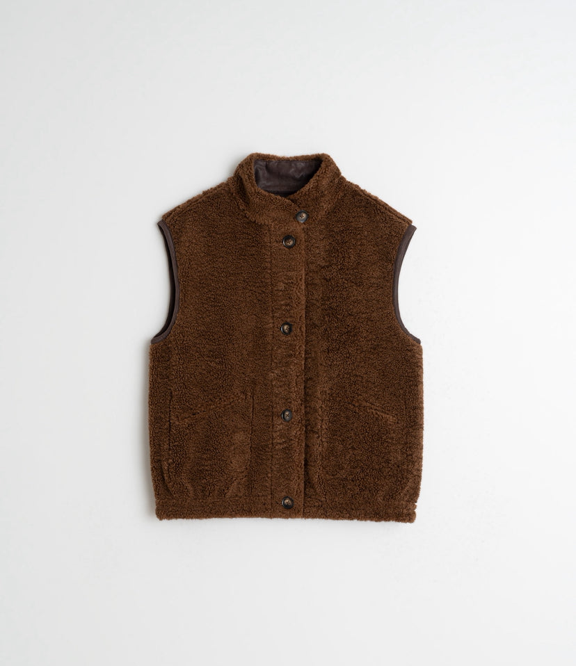 Indi & Cold Reversible Sleeveless Jacket Chocolate