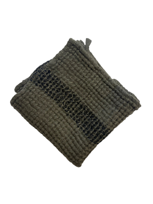 Waffle Khaki Linen Guest Towel