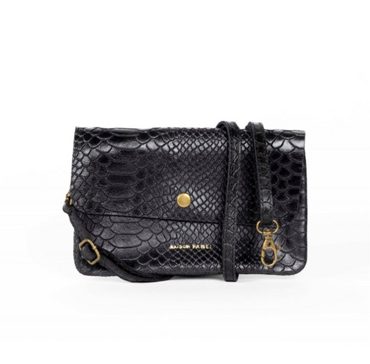 Maison Fanli Python flat pochette Black