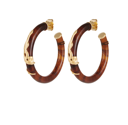 Gas Bijoux Earrings Cobra Tortoise Large