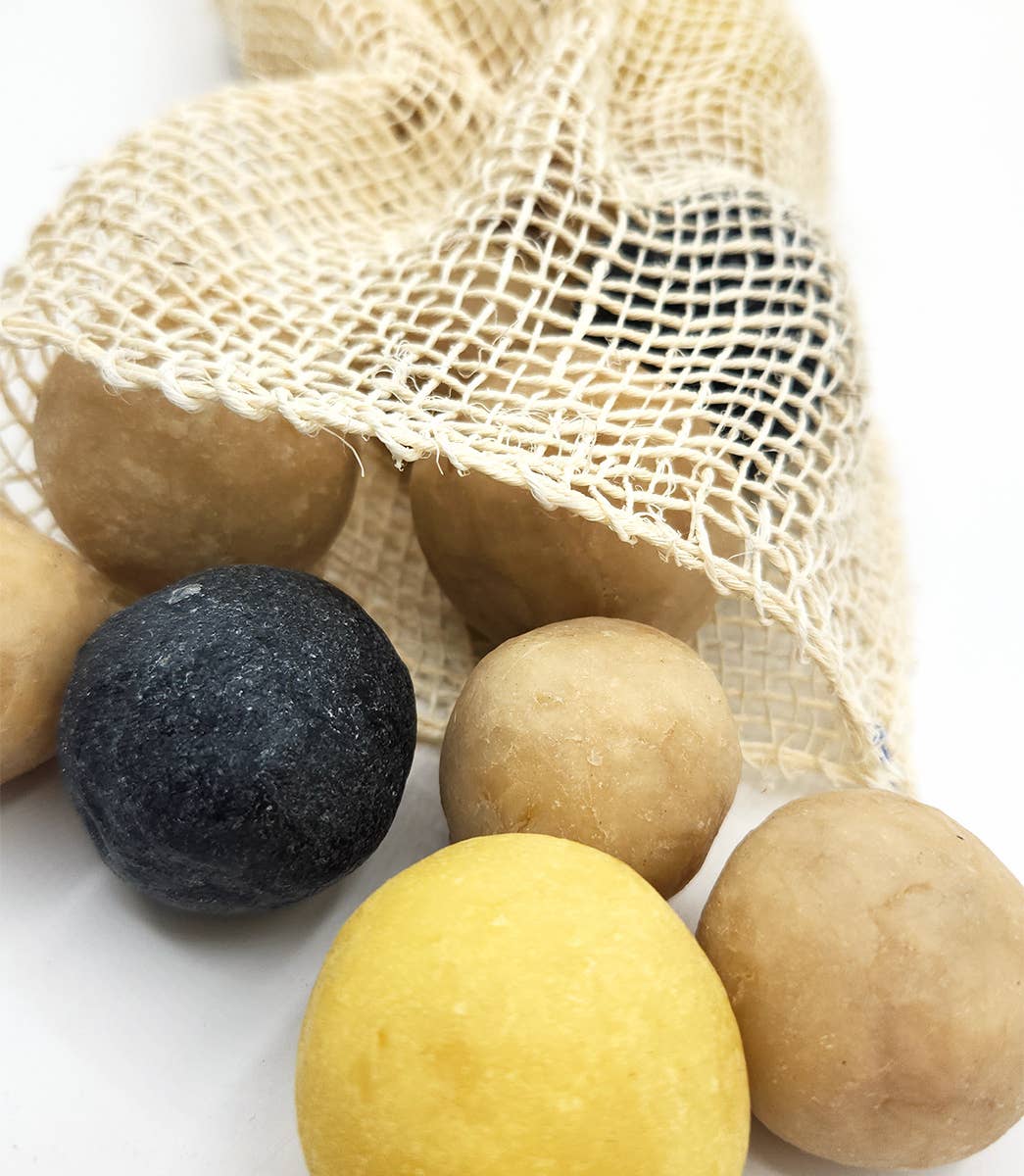 Handmade Olive Oil & Beeswax Soap Balls in Agave Bag