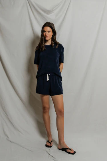 PWT Donna Loop Terry Crew Tee Navy
