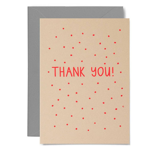 CONFETTI THANK YOU Neon coral on blush card