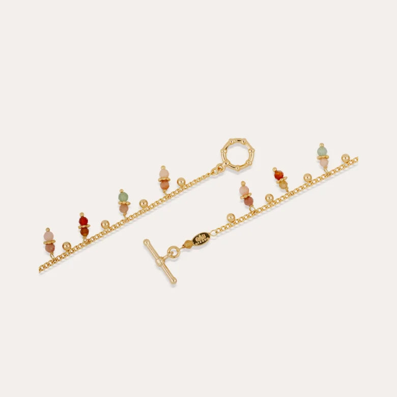 Gas Bijoux Necklace Tangerine Green and Pink Quartz