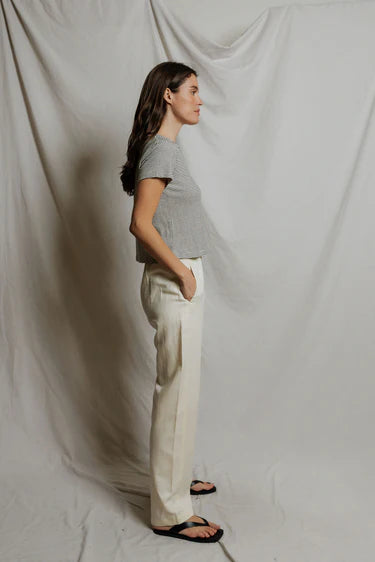 PWT Vivian Hemp Cotton Tee Natural/Black Stripe