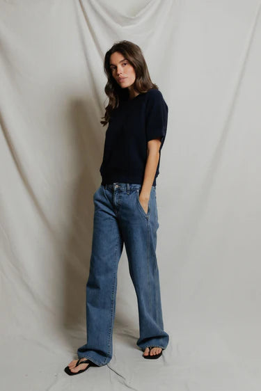 PWT Kennedy Fleece Short Sleeve Top Navy