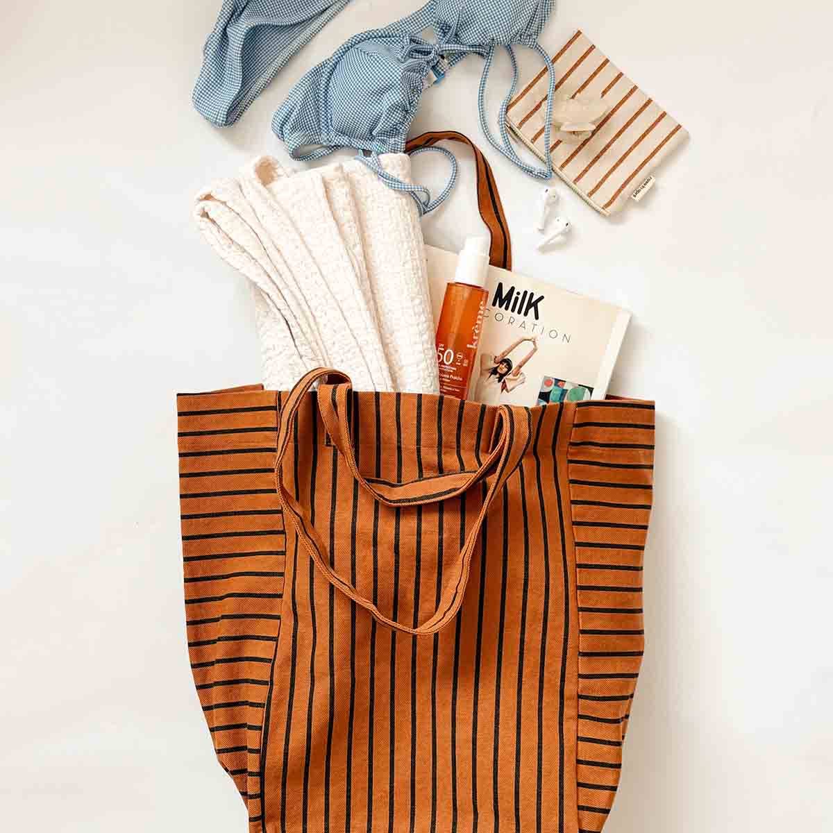 Tote Bag Tennis Stripes Ginger/Black