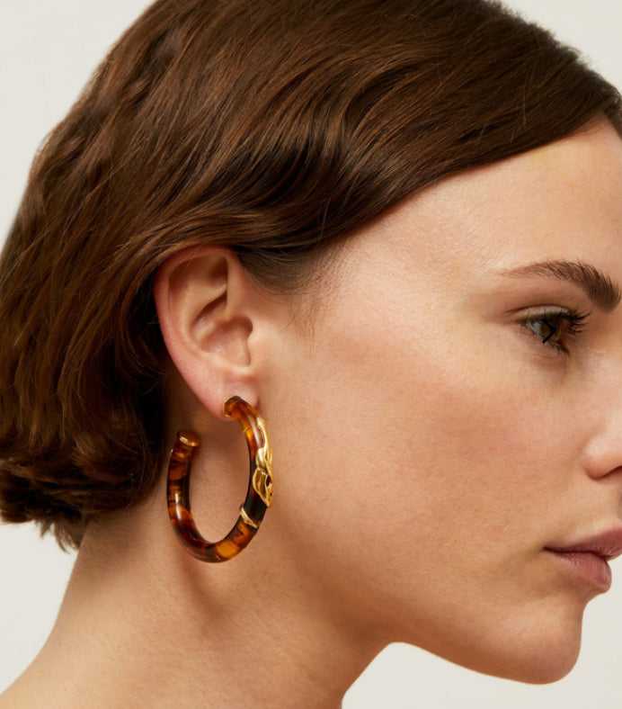 Gas Bijoux Earrings Cobra Tortoise Large