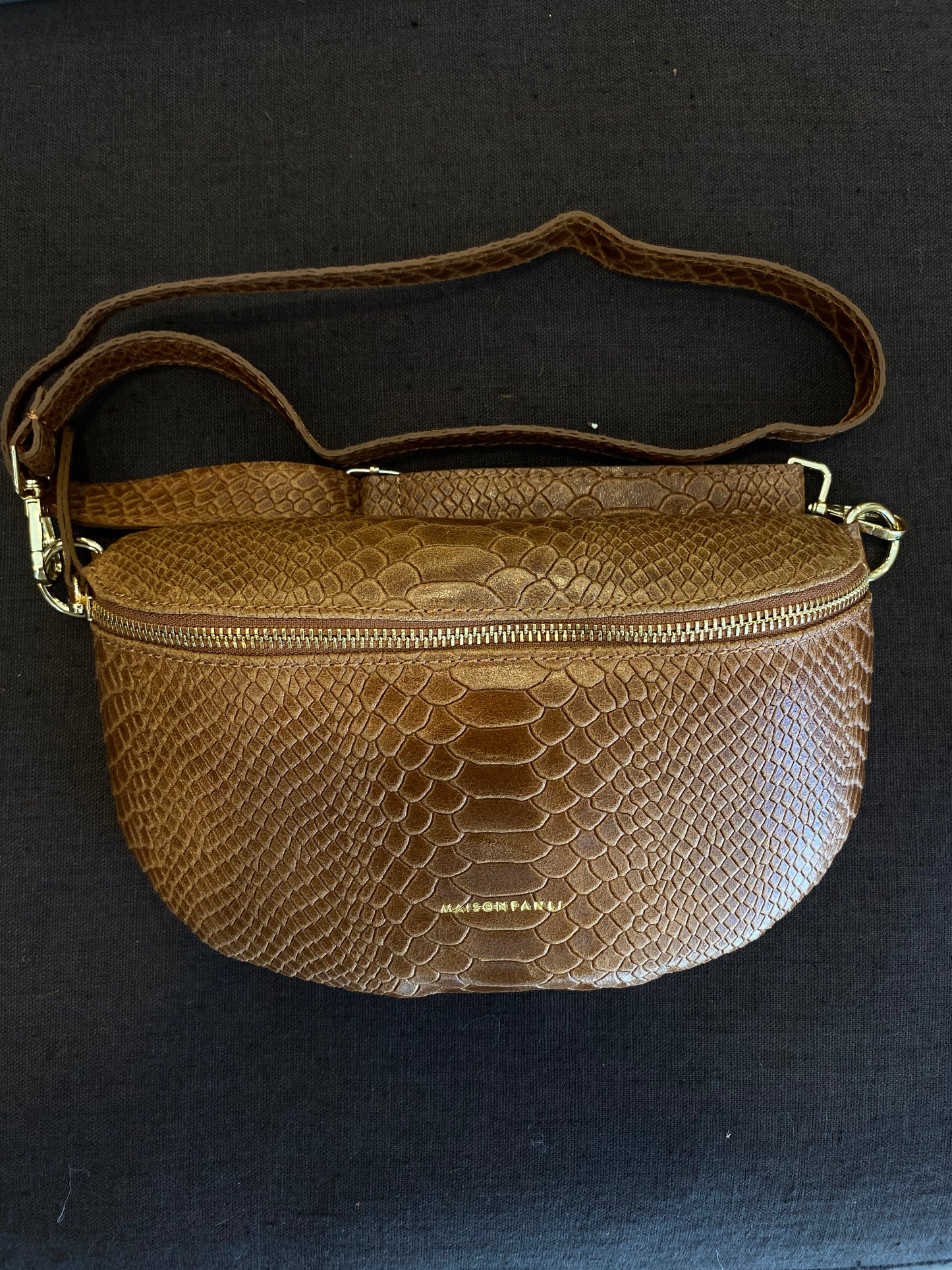 MAISON FANLI Bum Bag Python Caramel