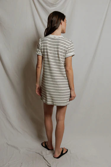PWT Nella Loop Terry Dress Natural Chocolate Stripe