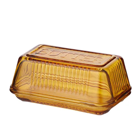 CTC Lia Glass Butter Dish Amber