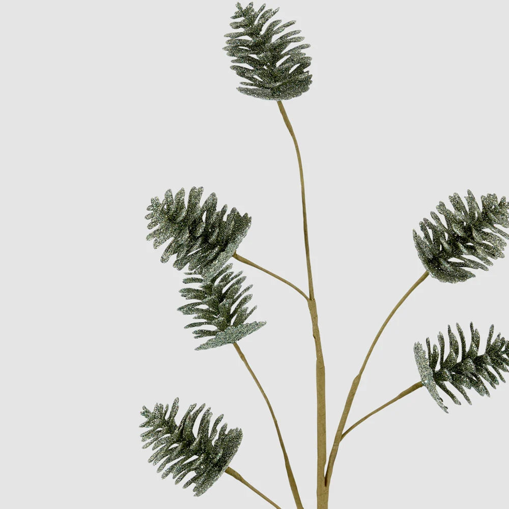 Glitter Pinecone Spray Green