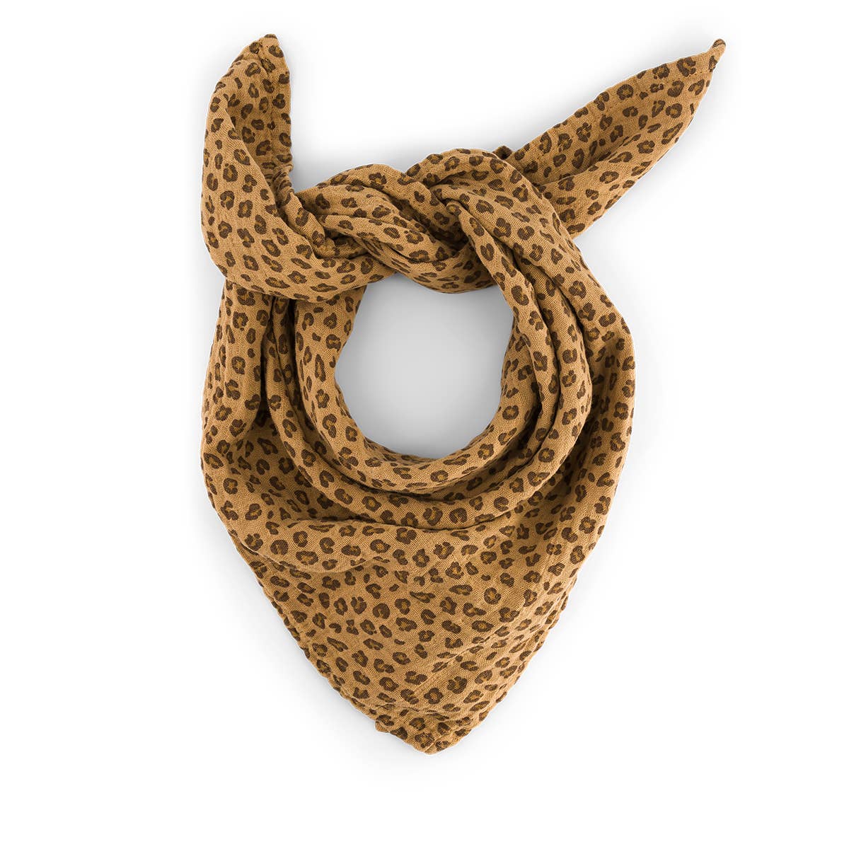 Cotton Scarf Mini Leopard Coffee