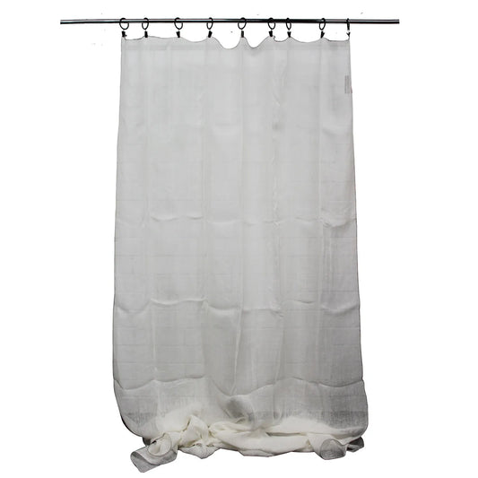 Florence White Linen Curtain With Black Stitch