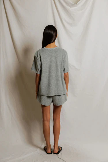 PWT Donna Loop Terry Crew Tee Heather Grey