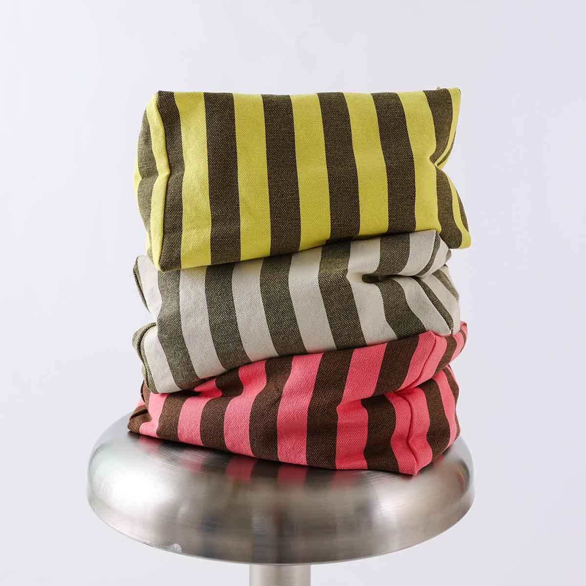 Toiletry Bag Olive/Beige Stripes