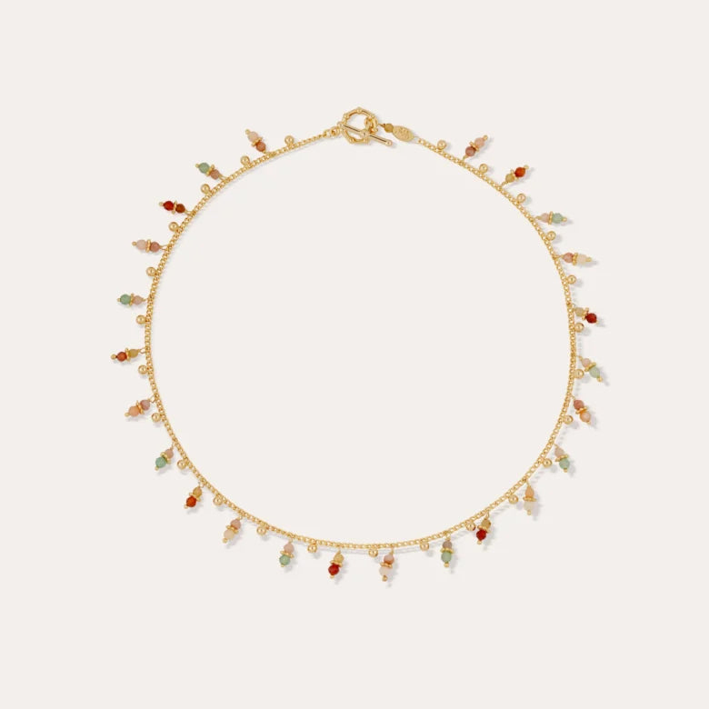 Gas Bijoux Necklace Tangerine Green and Pink Quartz