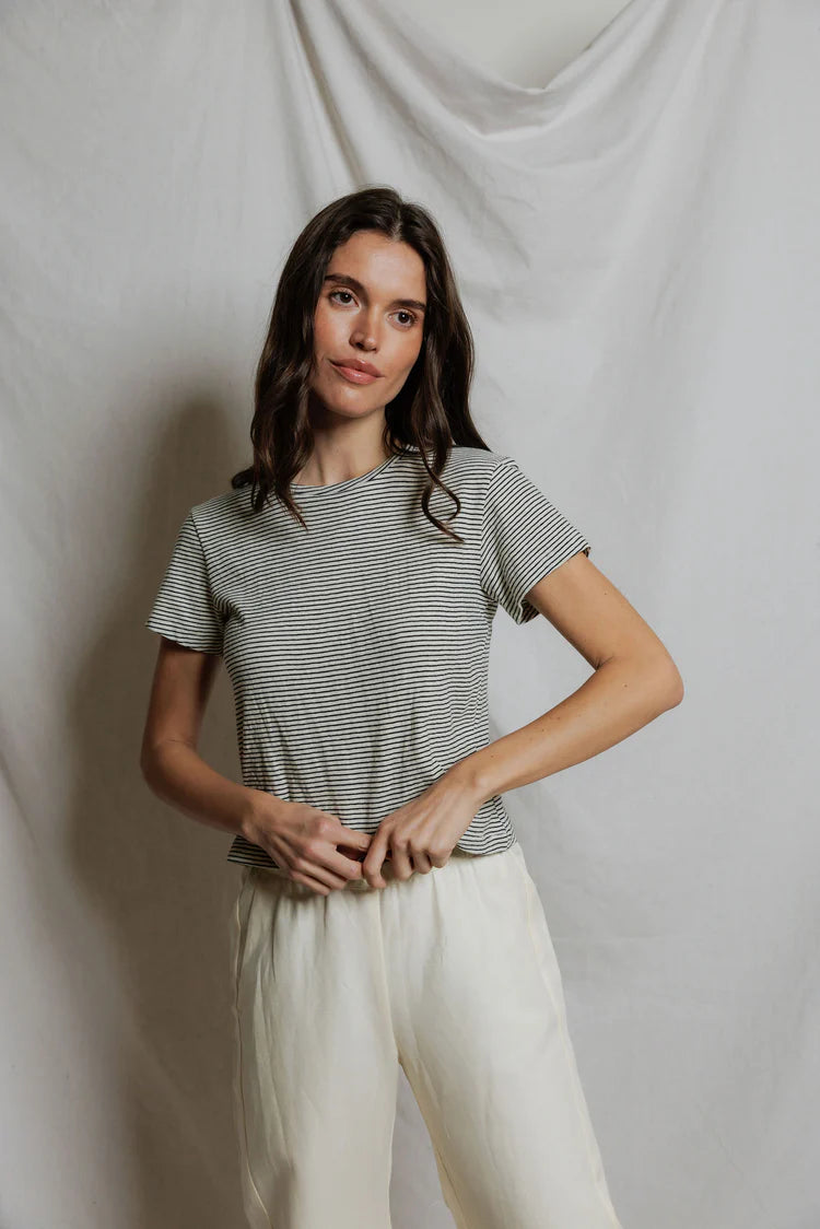 PWT Vivian Hemp Cotton Tee Natural/Black Stripe