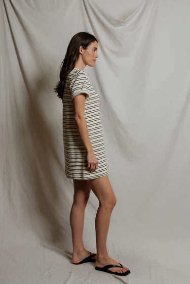 PWT Nella Loop Terry Dress Natural Chocolate Stripe