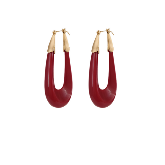 Gas Bijoux Earrings Ecume Burgundy Red