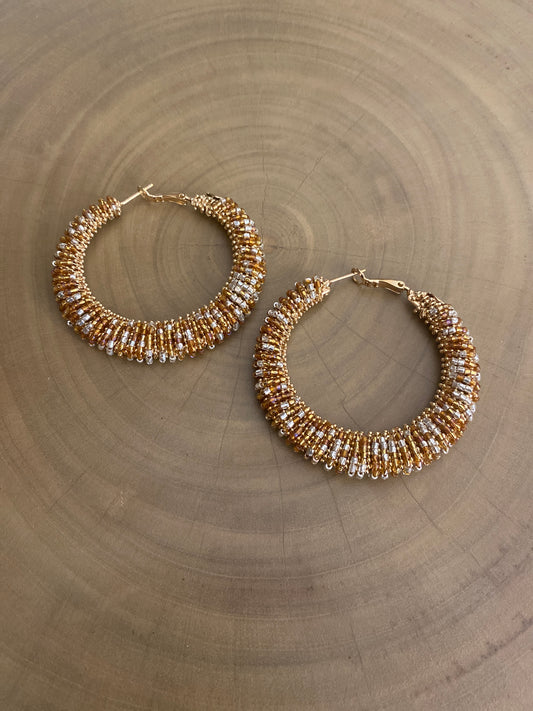 Gas Bijoux Earrings Izzia Gold/Pearl Large