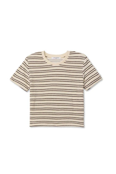 PWT Eve Loop Terry Tee Natural/Chocolate Stripe