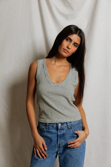 PWT Vicky Hemp Cotton Tank Natural/Black Stripe