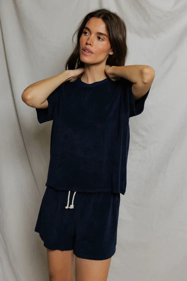 PWT Donna Loop Terry Crew Tee Navy