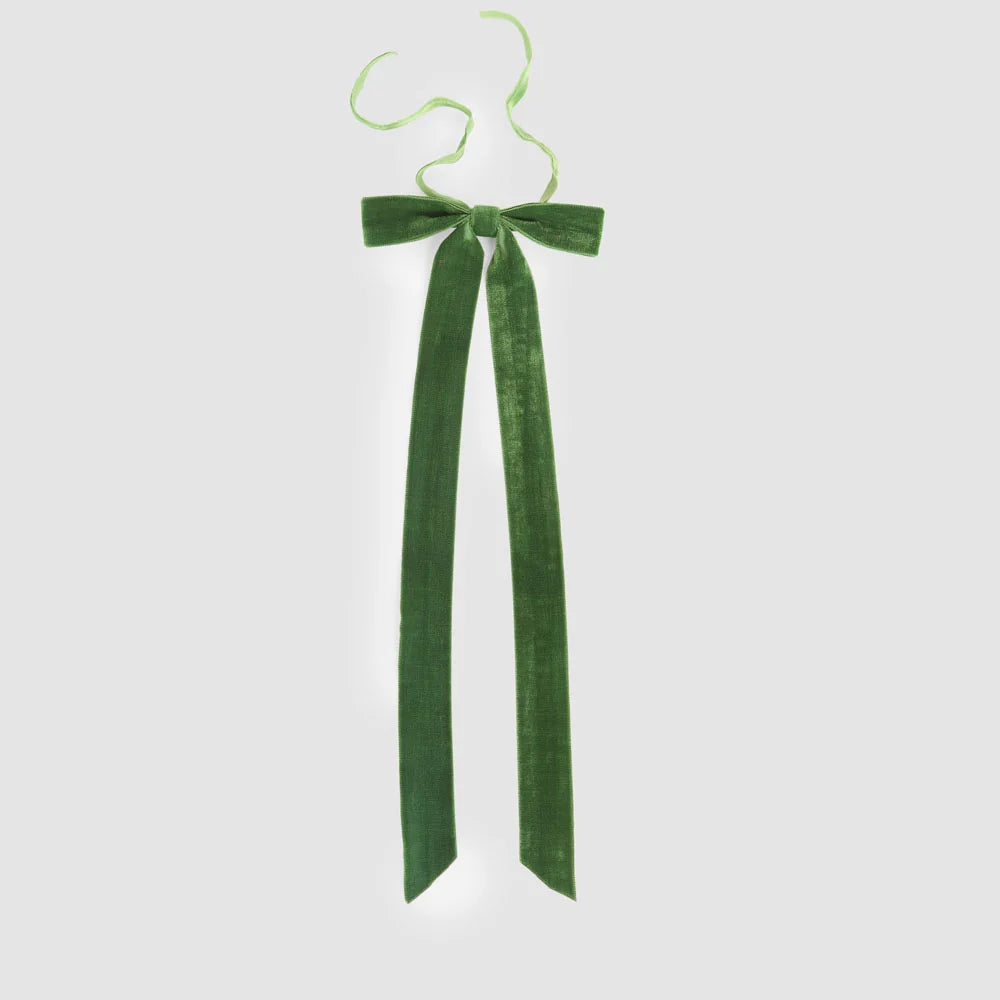 Velvet Tie On Bow Green-Set of 8 pcs