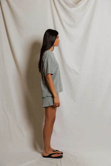 PWT Donna Loop Terry Crew Tee Heather Grey