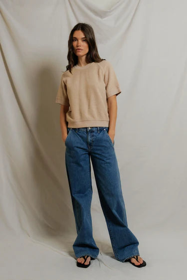 PWT Kennedy Fleece Short Sleeve Top Driftwood