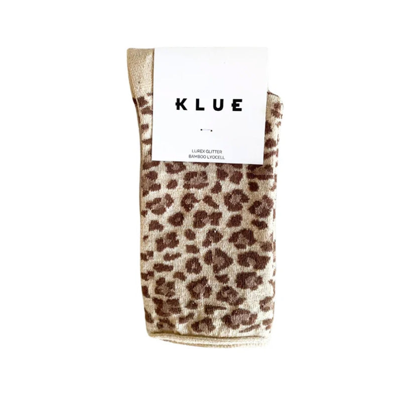 Klue Lurex Socks Leopard Beige