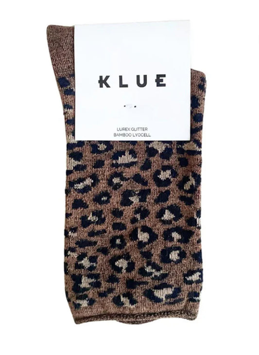 Klue Lurex Socks Leopard Brown