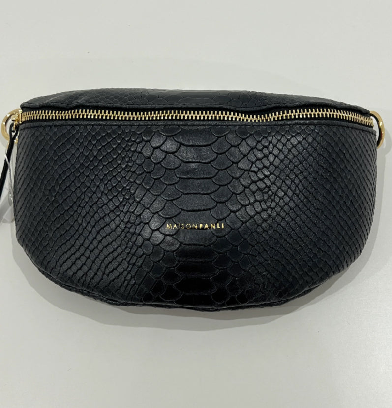 MAISON FANLI Bum Bag Python Black