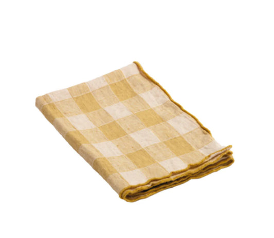 Maison de Vacances Linen Tea Towel Vichy Straw
