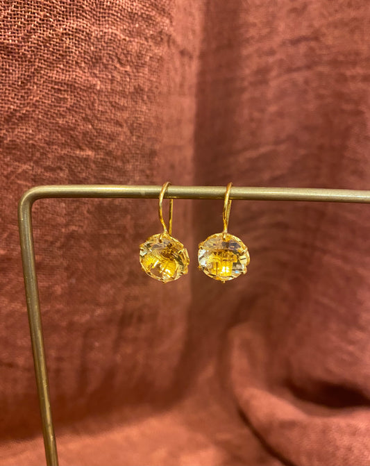 Sleepers Earrings Round Citrine