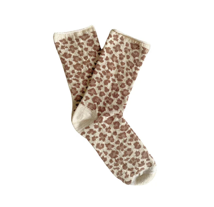 Klue Lurex Socks Leopard Beige