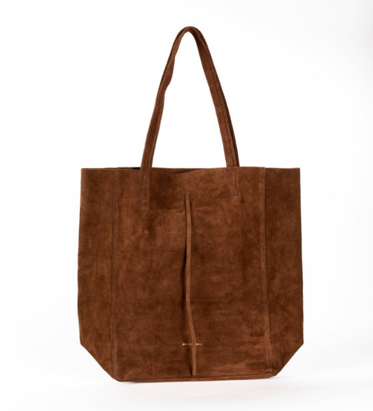 Maison Fanli Large Tote Suede Dark Camel