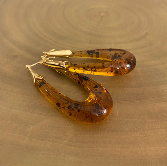 Gas Bijoux Earrings Ecume Tortoise Large