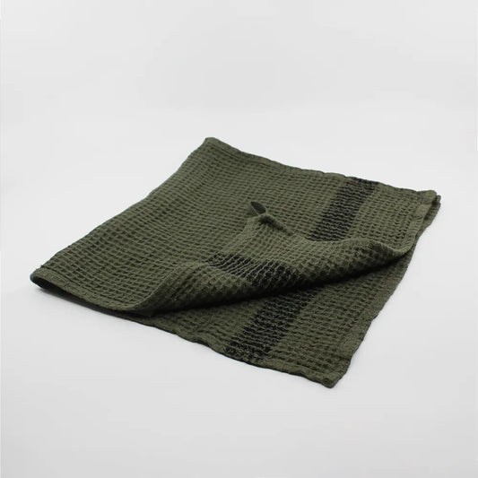 Waffle Khaki Linen Guest Towel