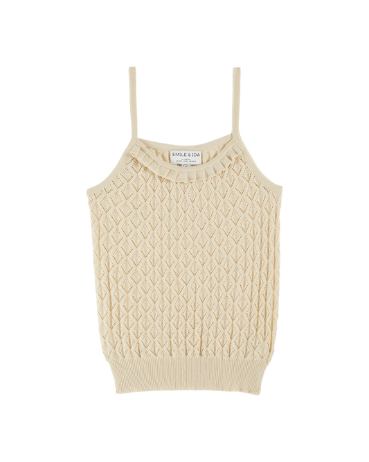 Ecru openwork strapless top Emile & Ida