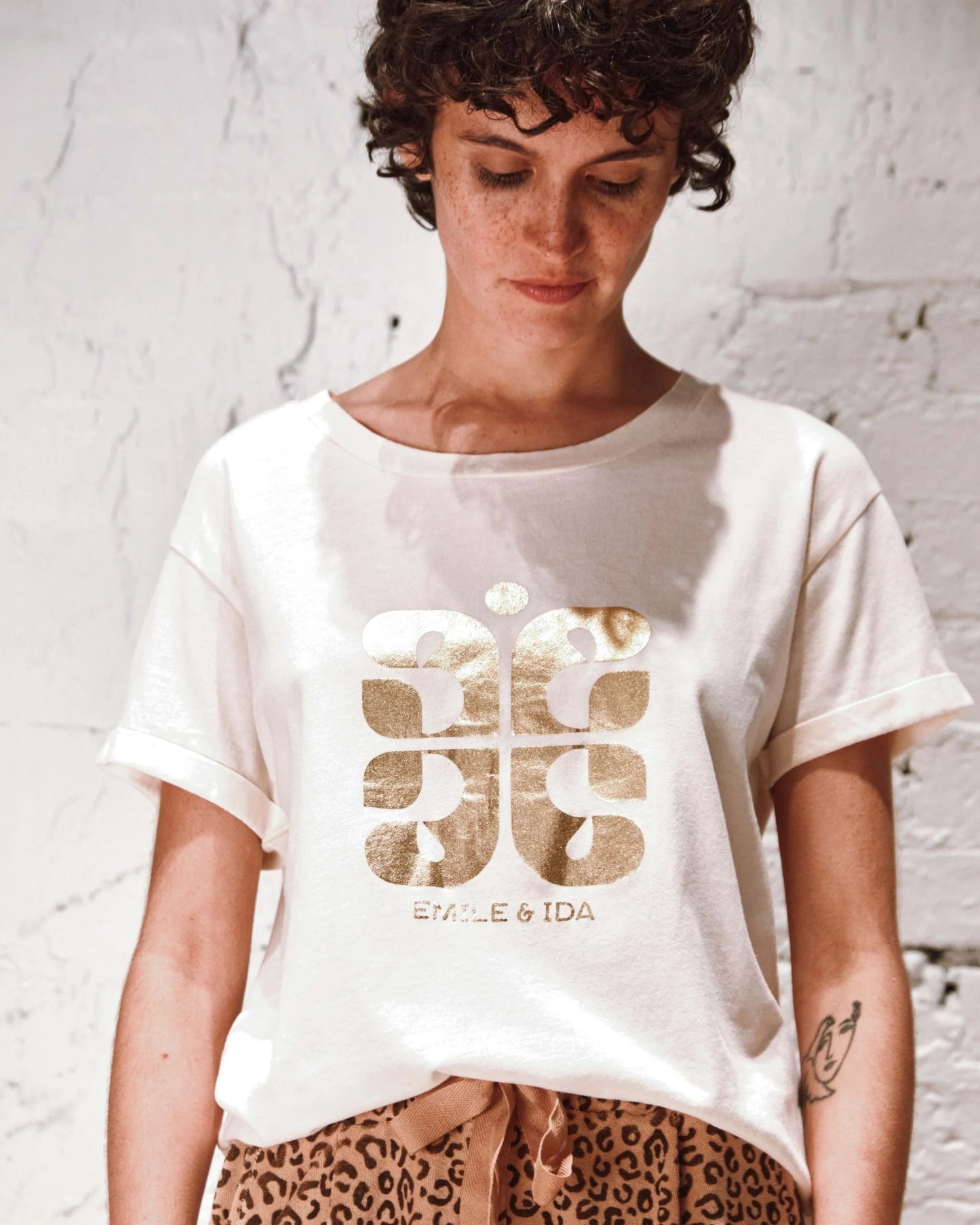 Cream T-shirt Logo Emile et Ida