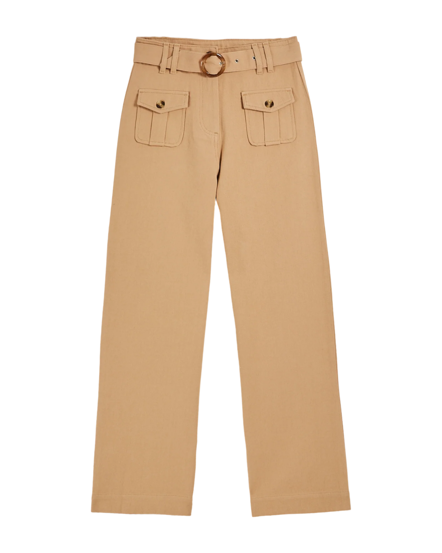 Belted Denim Pants Beige Emile & Ida