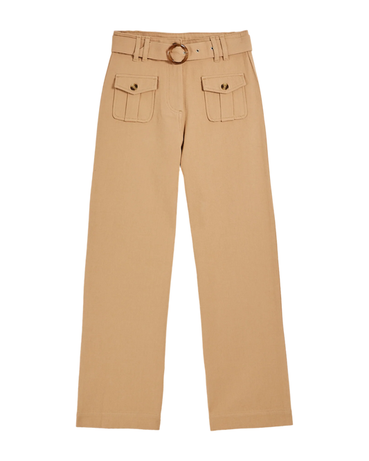 Belted Denim Pants Beige Emile & Ida