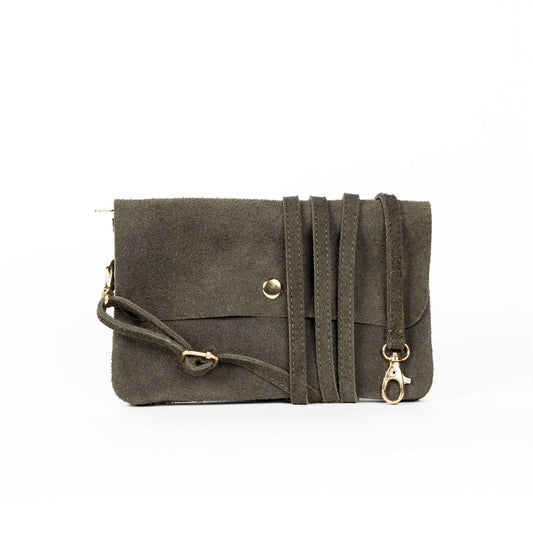 MAISON FANLI Suede Flat Pochette Khaki