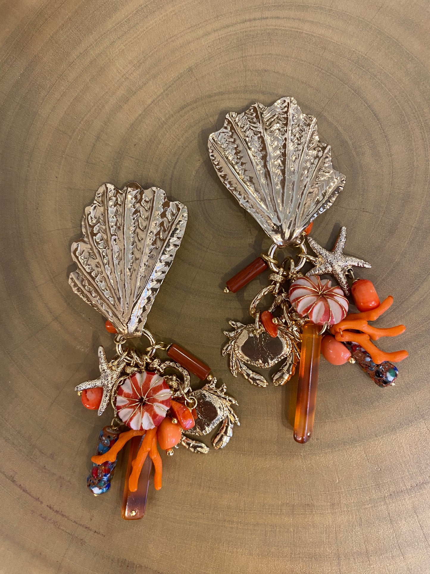 Gas Bijoux Earrings Shellita  Coral